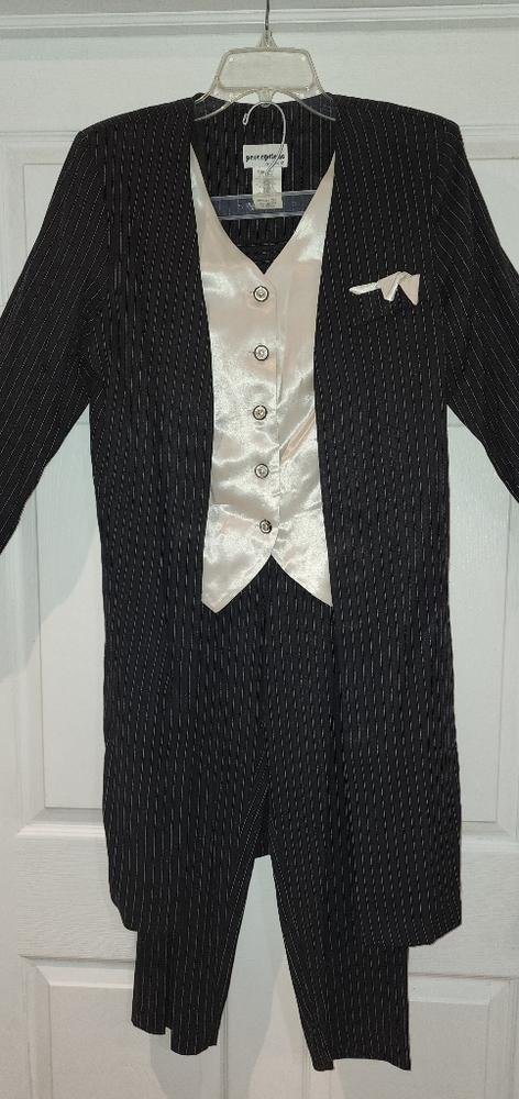 Perceptions, pant suit , black & silver.